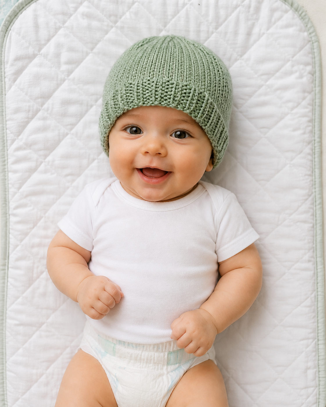 Hand Knit Baby Beanie, Soft Newborn Hat in Acrylic Yarn, Classic Knit Baby Hat, Baby Shower Gift
