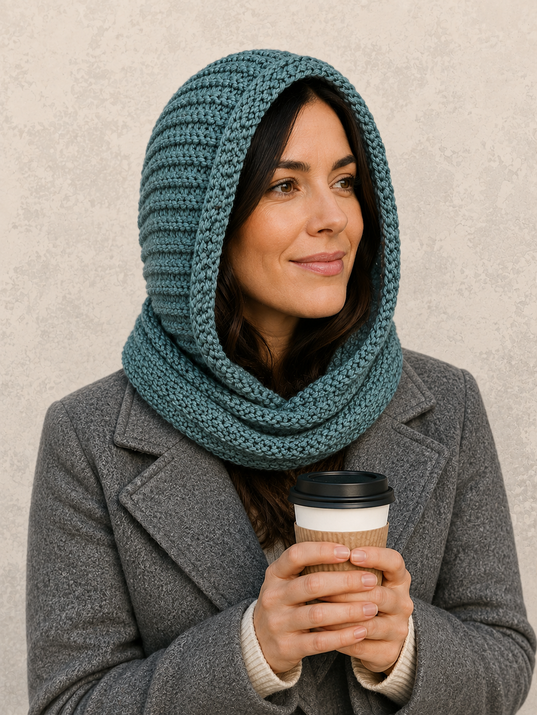 Hand Knit Cowl Hood for Women, Soft Acrylic Yarn Neck Warmer, Slip-On Winter Hood, Handmade Gift