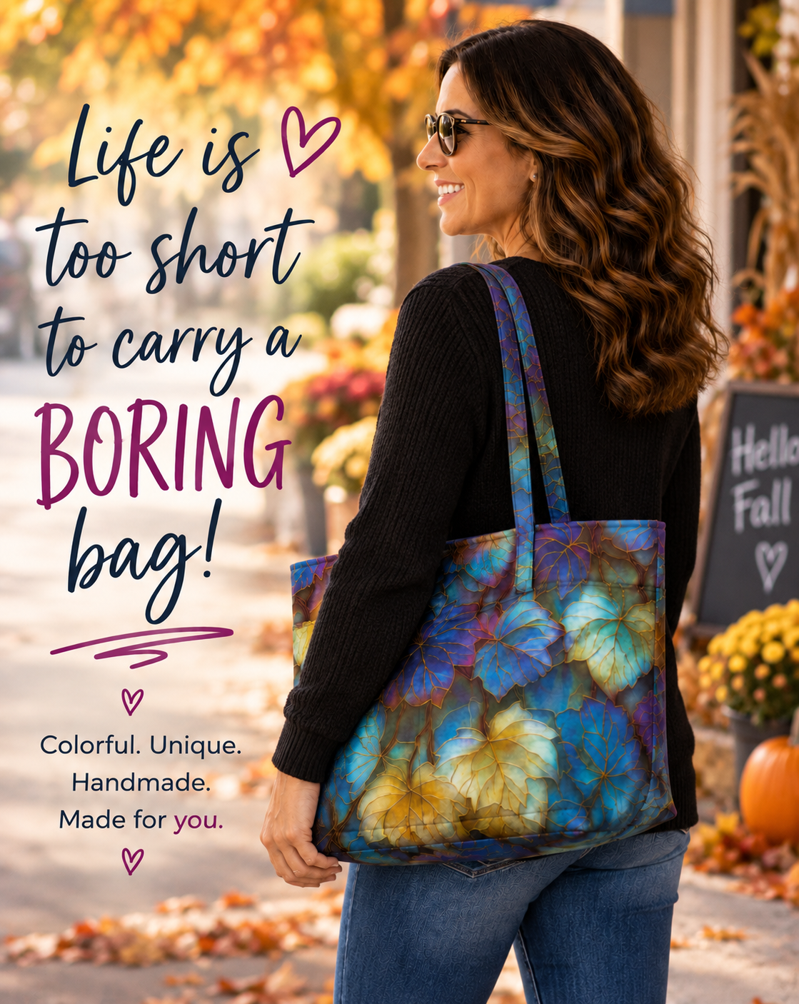 Fully Lined Tote Bag with Front Pockets and Matching Pouch, Everyday Shoulder Bag, Handmade Fabric Tote Set