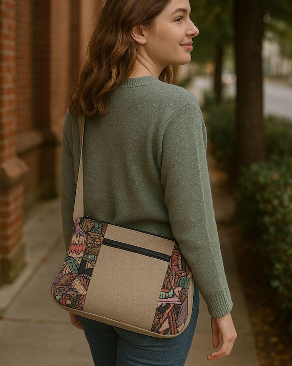 Handmade Crossbody | Multi-Pocket Artisan Purse, Lightweight Travel Shoulder Bag