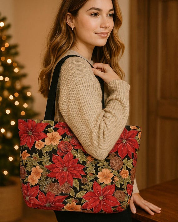 Handmade Cotton Holiday Tote Bag | Colorful Market Carryall