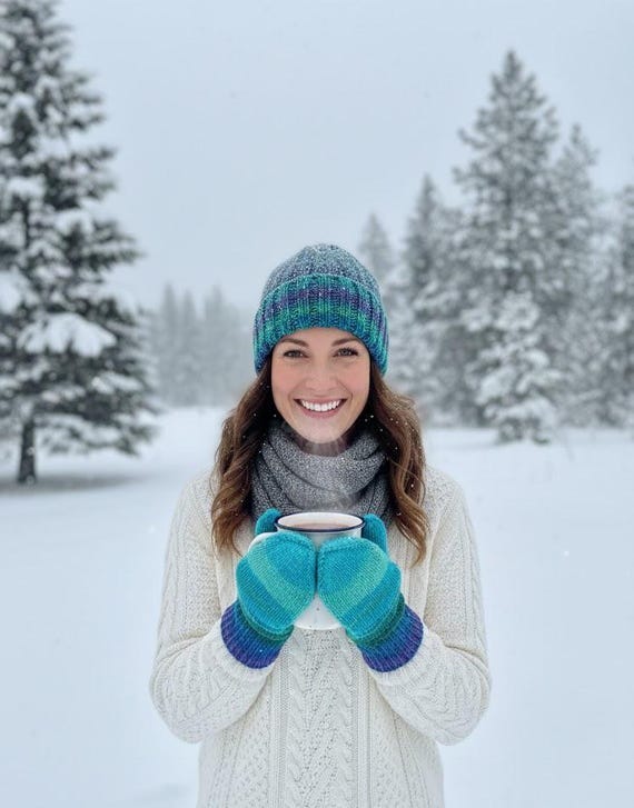 Handmade Knitted Wool-Blend Mittens | Cozy Winter Warmth, Knit Accessories, Cold Weather Gloves